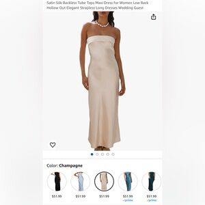 NWT REALTIX Satin Tube Top Dress, Champagne, XS